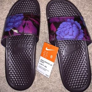 Brand new Purple Nike slides